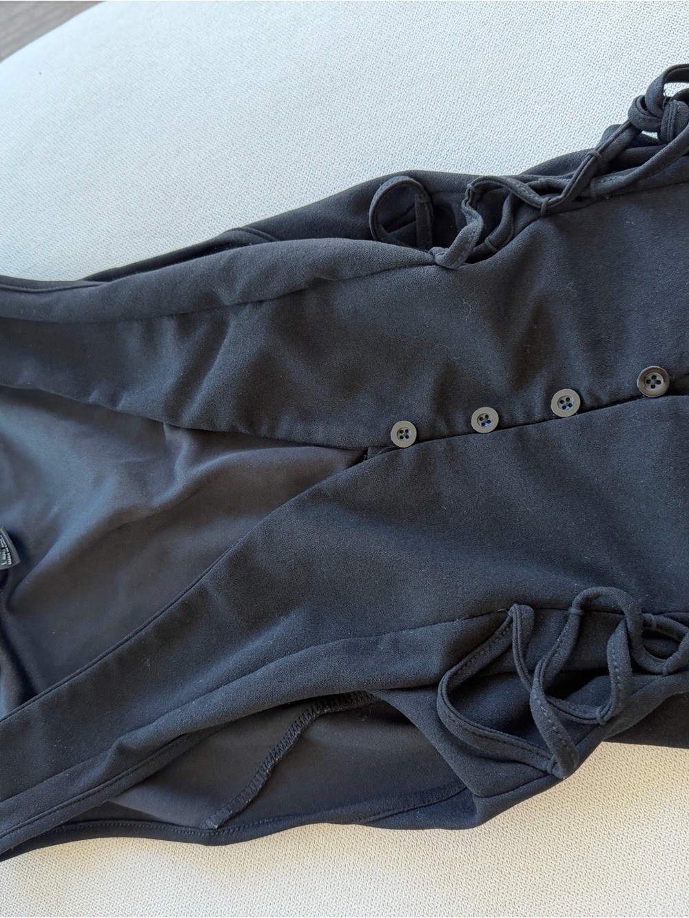 SHEIN Black Button-Down Top with Side Tie Details